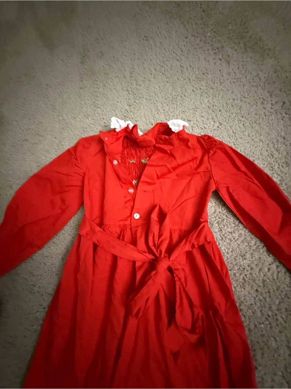 VTG Polly Flinders Red Smocked Dress Embroidery Toddler Size 6 Christmas USA